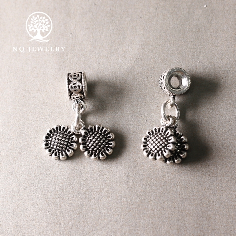 Charm bạc hình hoa hướng dương đôi