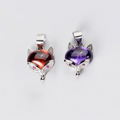 Charm bạc mặt dây chuyền hồ ly đỏ treo