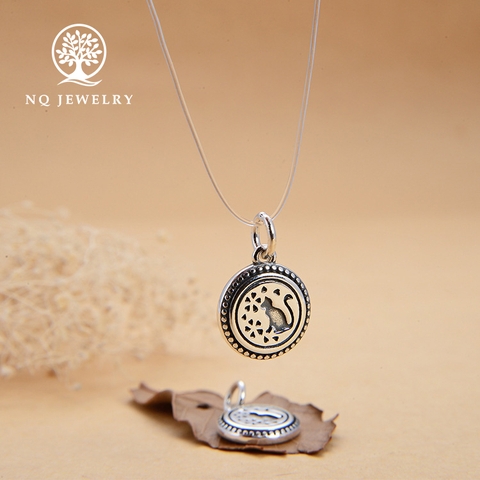 Charm bạc hình con mèo dễ thương treo