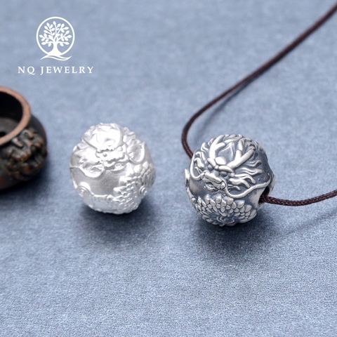 Charm bạc hình rồng xỏ ngang (thái)