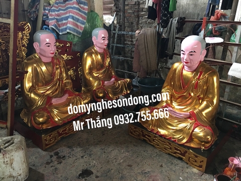 Tượng tam tổ trúc lâm sơn son thếp vàng