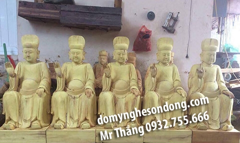 Tượng ngũ vị tôn ông gỗ mít