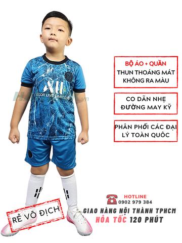 Áo Bóng Đá trẻ em PSG 2022 Xanh Ngọc