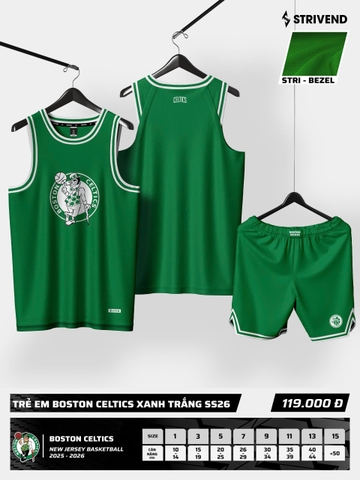 Quần áo bóng rổ trẻ em Strivend BOSTON CELTICS SS25