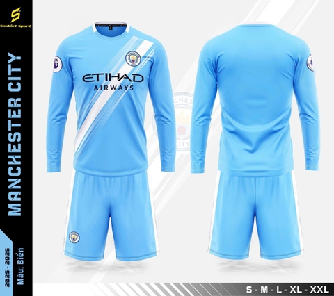 Quần Áo Manchester City Xanh Biển Tay Dài 2025/2026