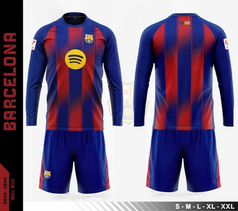Quần Áo Barca Barcelona Sọc Tay Dài 2025/2026