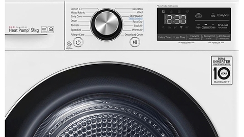 Máy sấy bơm nhiệt LG 9 Kg DVHP09W
