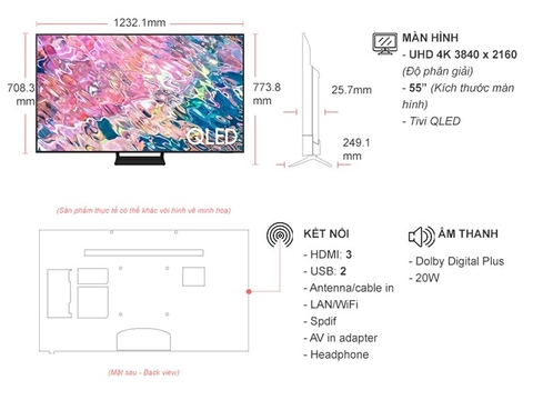 Smart Tivi QLED 4K 55 inch Samsung QA55Q60BA