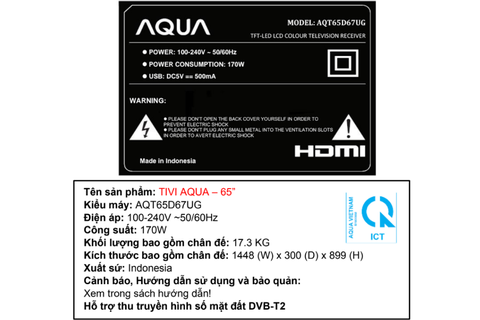 Android Tivi AQUA 4K 65 inch AQT65D67UG