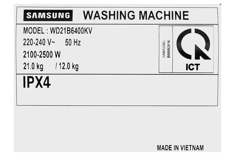 Máy giặt sấy Samsung Bespoke AI Inverter giặt 21 kg - sấy 12 kg WD21B6400KV/SV