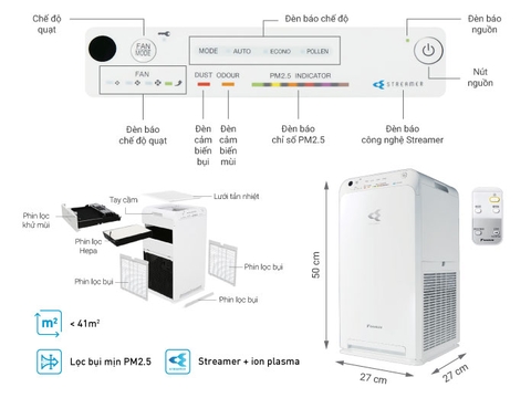 Máy lọc không khí Daikin MC55UVM6-7 37W( Made in Malaysia)