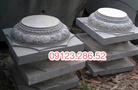 Đá kê chân cột tròn chạm khắc cầu kỳ