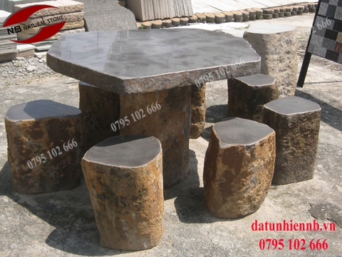 Mẫu bàn ghế đá bazan nguyên khối đẹp nhất năm 2020 datunhiennb
