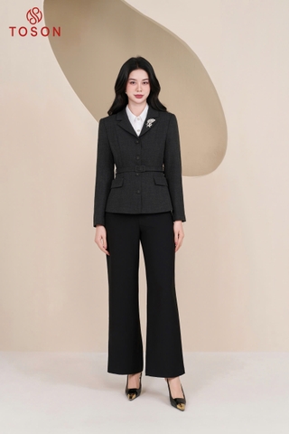 87001G65 - Vest dạ text ghi chì thắt đai eo