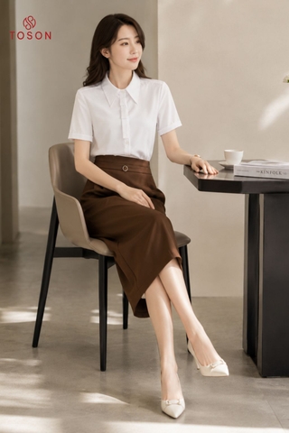 12044W06 - Áo thô trắng cộc tay cổ đức xếp nơ