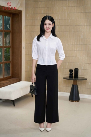 14151W66 - Áo trắng thô bamboo túi thêu hoa hồng