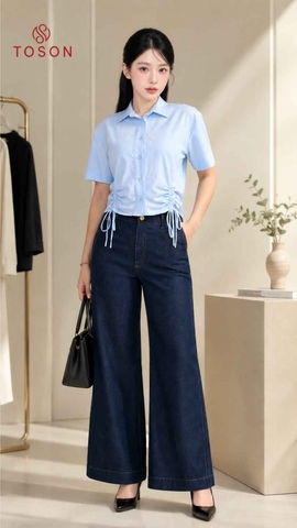 21051X66 - Quần denim suông diễu chỉ bò