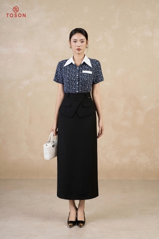 13074 - Áo thô đũi cổ phối trắng