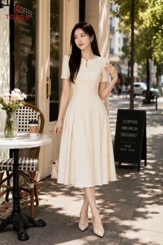44196 - Đầm xoè đũi chấm bi
