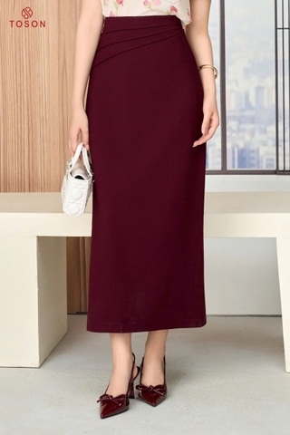 38055D66 - Chân váy ôm đỏ boóc đô, cạp bấu mí