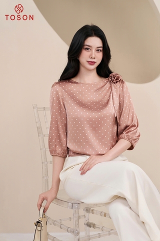 13168 - Áo lụa vai đính nơ hoa (Limitted)