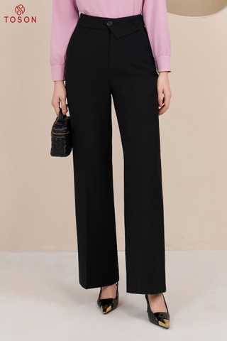 21996B05 - Quần suông cạp cao cách điệu-trượt hàn