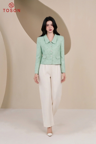 82516X65 - Áo vest ngắn text xanh nẹp cắt lượn