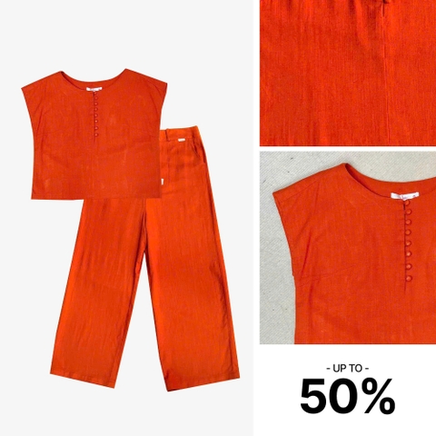 B1247C95 - Bộ cam linen: Áo + Quần suông (SXTN)