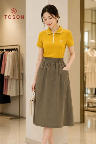 AP412 - Áo cotton lacoste cổ sen lé phối