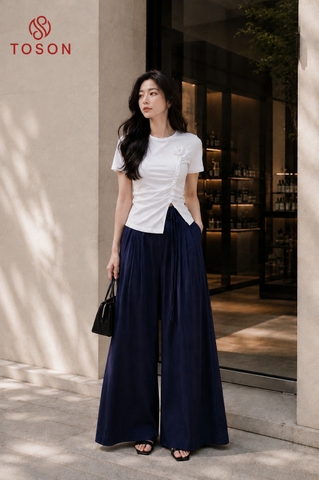 AP207 - Áo phông nhún sườn cổ đính hoa