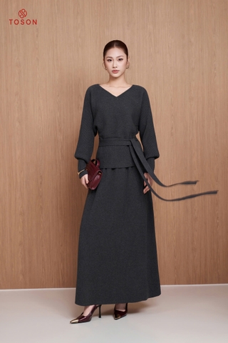 B6301 - Bộ len buộc nơ: áo + chân váy