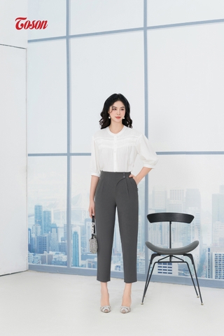 23009G63-Quần tuýt si ghi chì baggi cạp liền, moi giả lệch chéo. Limmitted.