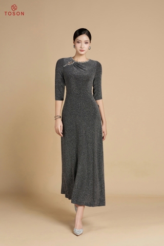 49918B95 - Đầm tay lỡ kim tuyến ánh bạc