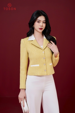 82528V94M - Áo vest dạ tweet vàng cổ K