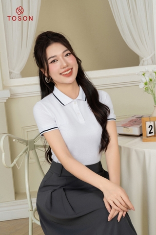 AP407W24 - Áo polo basic trắng - cotton