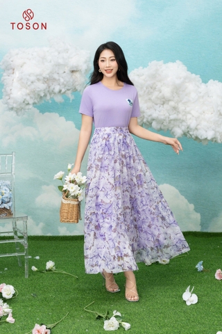 AP333T34 - Áo cotton croptop tím in hoa tím nhỏ (limitted)