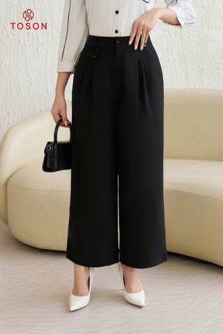 21015B14 - Quần đen xước nhật dáng suông, cạp chun lưng