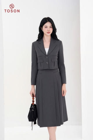 S8368G94 - Bộ vest ghi chì: Áo vest túi hộp + CV xếp ly