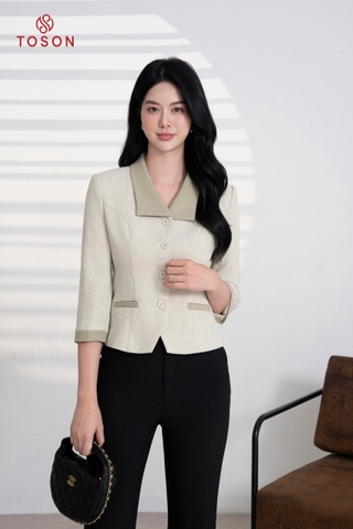 81147X14 _ Vest dạ tweet cổ phối xanh