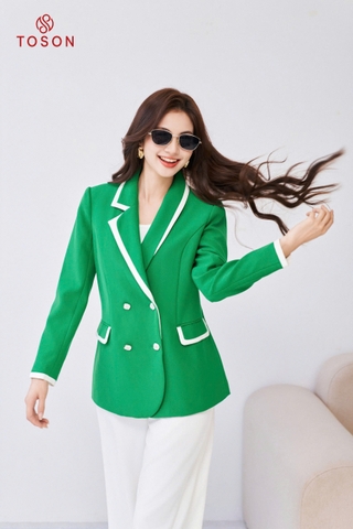 82975X34 - Áo blazer xanh cổ K lé trắng