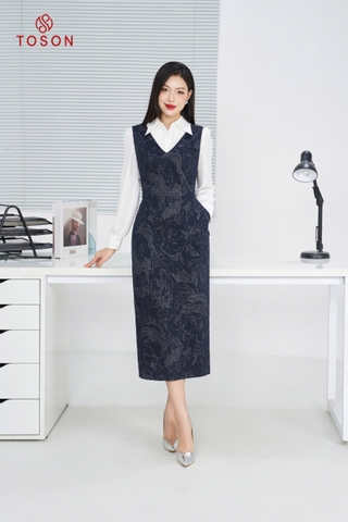44524T94 - Đầm sát nách u mì tím than họa tiết