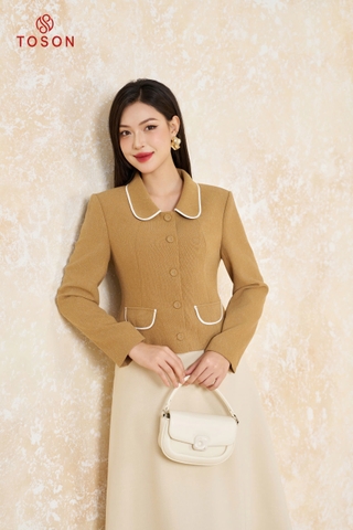82517N94 - Áo vest text nâu cổ sen
