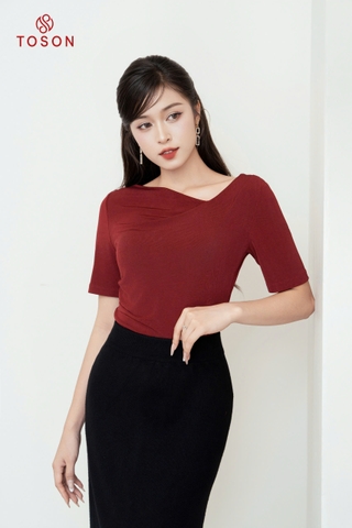 ASQ01B34 - Áo saquin nhúng, tay cộc, xếp ly vai