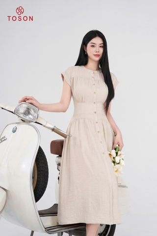44042E95 - Đầm đũi be kem vai chờm