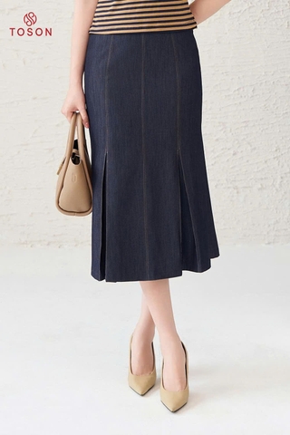 34011T95 - Chân váy đuôi cá xếp ly - denim (sxtn)