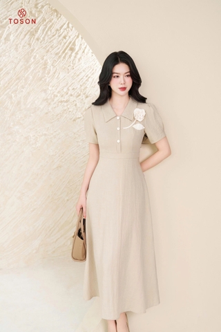 43103E95 - Đầm be đũi nhật ngực đính hoa