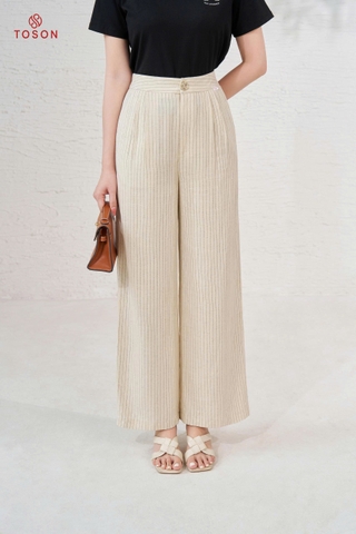 21015 - Quần suông linen kẻ