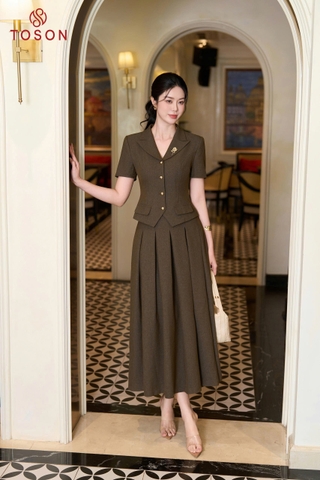 13B32N66 - Áo ký giả denim cài hoa