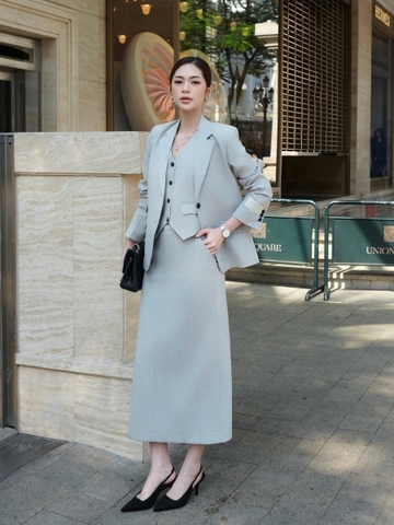 Áo blazer xám sọc trắng Vestegra WALENTY