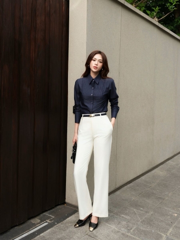 Áo sơ mi xếp ly ngực Lace